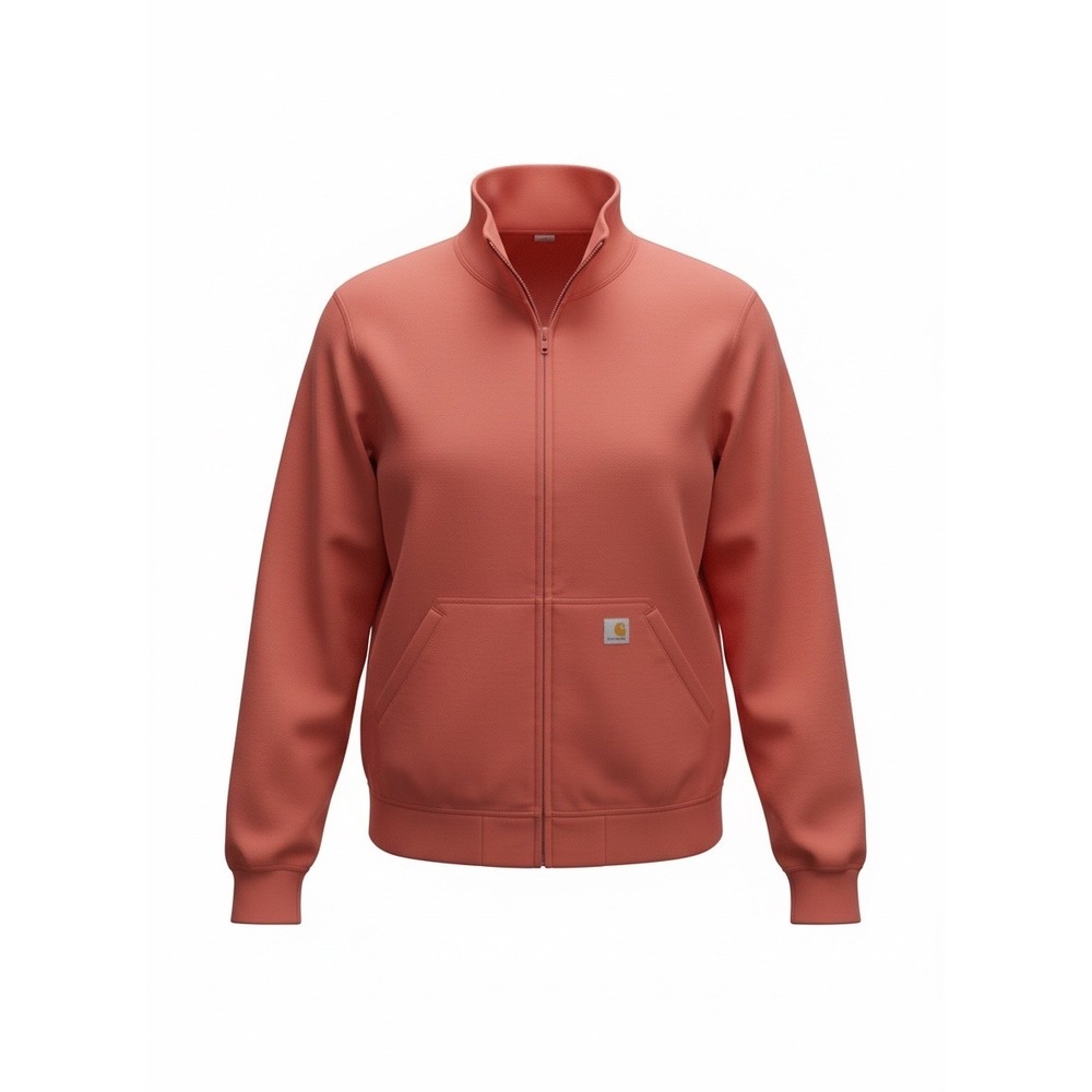 Carhartt For Women Full Zip Sweatshirt Coral Pink Mock Neck Jacket XL 16/18